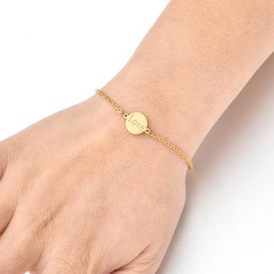 China FASHIONABLE 2020 Hot Sale Girls Single Heart Laser Letters Stainless Steel Bracelet for sale