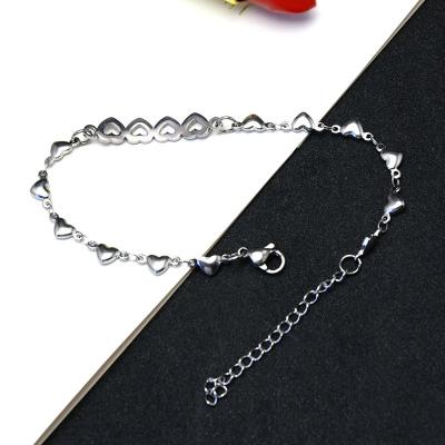 China 2020 TRENDY Small Peach Heart Round Bead Around Roman Numeral Chain Bracelet Titanium Plated Anklet Chain for sale