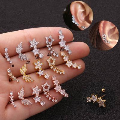 China Korean version cute star pentagon zircon earrings creative stainless steel stud earrings for sale