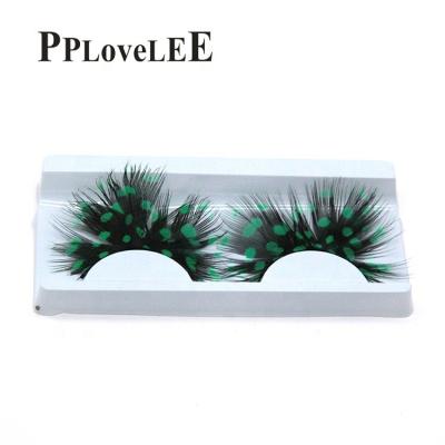 China Light Wholesale Party Crazy Christmas Halloween Party Crazy Show Masquerade Fake Eye Lashes Colorful Handmade Feather Eyelashes for sale