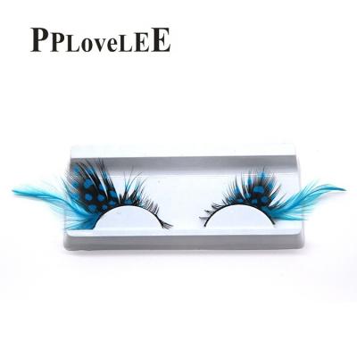 China Wholesale 3d Private Label Strip Lashes 25mm Feather Colorful Party Reusable 30mm Handmade Custom Made Light Halloween Full Lashes for sale