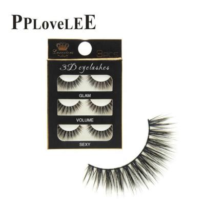 China Natural Soft Silk Eyelash Lashes 3d Strips Natural Soft Hand Made Vegan Vegan Wholesale Price for sale