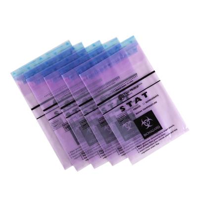 China Disposable LDPE Custom Printed Adhesive Tape Biohazard Medical Plastic Poly Specimen Bag for sale