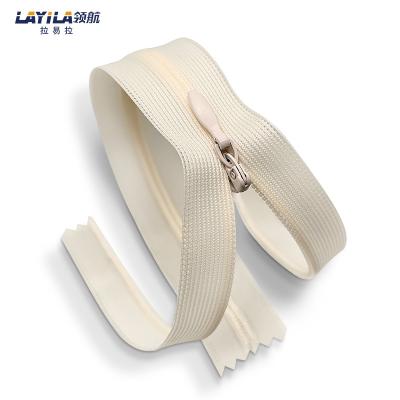 China Auto Lock Fashion Sports Women Swimwear Sit Zipper Nylon Lace Hide Zipper For Dress Clothes Accessories for sale