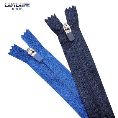 China Spring Lock Nylon Coil #3 Multicolor Mini Zipper For Pant Customized Reverse Pocket for sale