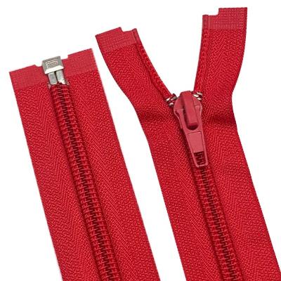 China Auto Lock Promotional Long Chain Separation Clothes Red Nylon Teeth Zippers Hoodie Zipper for sale