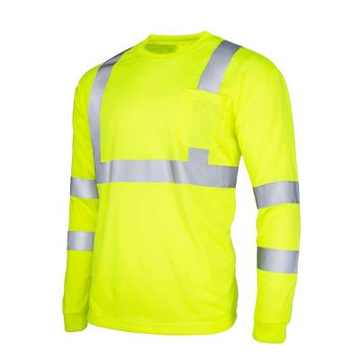 China 2021 Custom Water Proof Work Long Sleeve T Shirt High Uniform Safety Reflective Construction T Shirt for sale