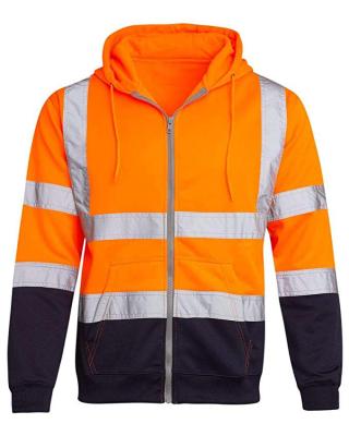 China Wholesale Men's High Visibility High Visibility Pullover Sweater Sweatshirts Reflective Hoodie Safety Hooded Jacket for sale