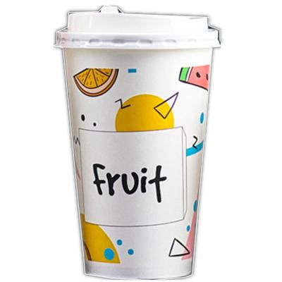 China Disposable Flexo Printed Fruit Design Cold Drinks Disposable Paper Cup for sale