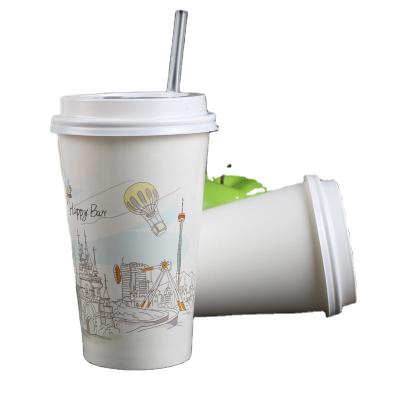 China 8oz Disposable Custom Paper Logo Printed Fashion Disposable Coffee Cup With Lids for sale