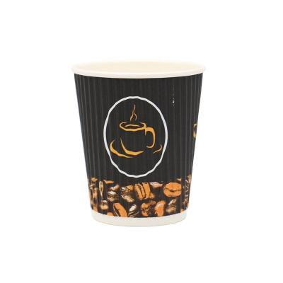 China Cheap Disposable Ripple Disposable Wall Insulated Hot Paper Coffee Cup With Lids for sale