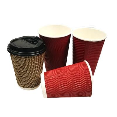 China 100% Disposable High Grade Paper Cups Double Wall Corrugation Paper Cup Eco-friendly Corrugated Paper Cups For Hot Drink 8oz for sale