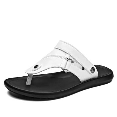 China Other High Quality Casual Men Fashion Outdoor Beach Slippers Leather Trim Sandals For Summer for sale