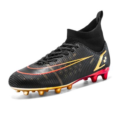 China Breathable EVA Color Football Soccer Boot American Football Black Ankle Boots High Boots TPU Sole Soccer Shoes Boy Knitting Mens for sale