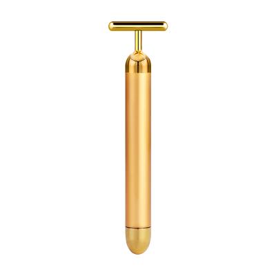 China T Shaped Pore Face Massager Beauty Stick Shrink Face Slimming 24K Gold Beauty Bar for sale