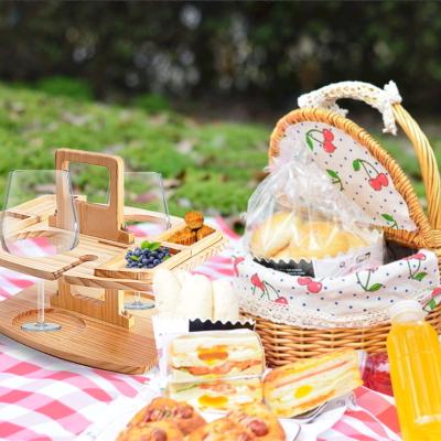 China Camping Table Accessories Folding Tray Outdoor Beach Bar Wine Rack Wine Picnic Tables Snacks Cheese Camping Table Wood for sale