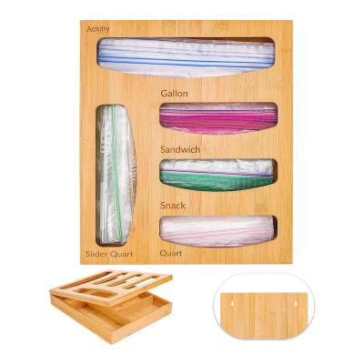 China Drawer Viable Bamboo Organizer Bag Sandwich Ziplock Kitchen Bag Storage Organizer Rack For Kitchen Drawers for sale