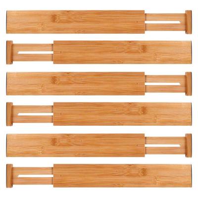 China Hot Selling Farmhouse Drawer Dividers Kitchen Drawer Organizer Bamboo Adjustable Divider for sale