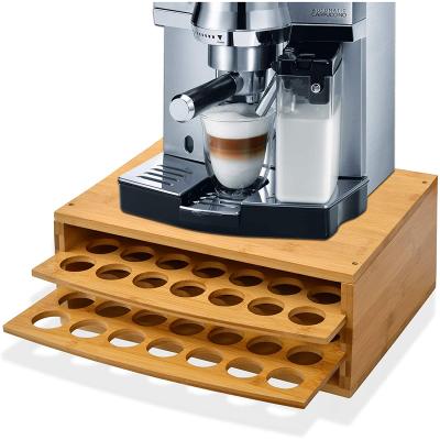 China 70 Row Sustainable Capacity 2 K-Cup Coffee Pod Holder Storage Bamboo Bamboo Organizer with Drawer for Keurig K-Cup Pods for sale