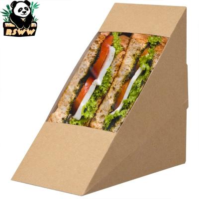 China Recycled Materials Custom Print Recyclable Cardboard Box with Window Wholesale Compostable Takeout Fast Food Burger Packaging Paper Sandwich Boxes for sale