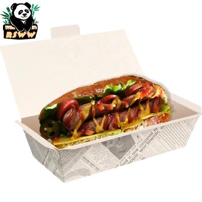 China Recycled Materials Custom Print Cardboard Box Lunch Containers Degradable Recyclable Deli Packs Burger Hot Dog Snack Takeout Fast Food Paper Boxes for sale