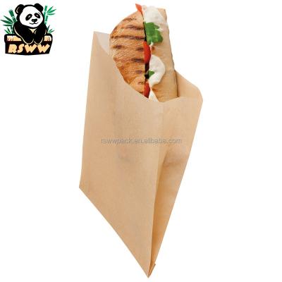 China Disposable Custom Logo Fast Food Containers Paper Packaging Fast Food Bag Disposable Recycled Takeaway Paninis Bread Sandwich Paper Bags for sale