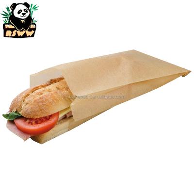 China Recycled Materials Custom Takeout Biodegradable Eco-friendly Kraft Paper Food Packaging Paninis Hamburger Burger Hot Dog Pizza Fast Food Paper Bags for sale