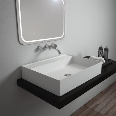 China Sm-8351-2 Modern Commercial Hotel Bathroom Cabinets Small Stone Countertop Basin Sink for sale