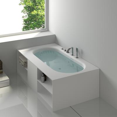 China Modern Large Sizes SM-8650 With Cabinet Rectangular Joint Design Bathroom Solid Acrylic Resin Free Standing Outdoor Bathtub For Villa for sale