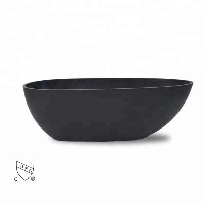 China Easy to Maintain Top Quality Matt Finish Bath Tub Solid Freestanding Stone Glossy Pure Black Stand Alone Modern Acrylic Resin Bathtub for sale