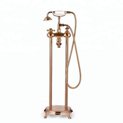 China Australian Antique Floor Stand Faucets SM23061 Sanitary Ware Copper Rose Tub Shower Faucet Spout for sale