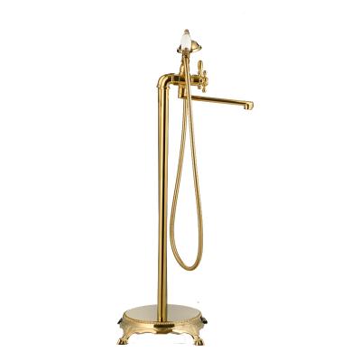 China Floor Stand Faucets SM23011A-3 Australian Color Bathroom Tub Shower Set Black Claw Tub Bath Mixer Tap With Gold for sale