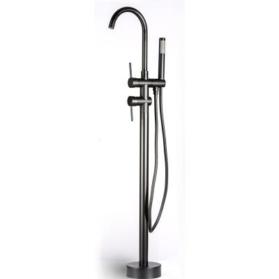 China Floor Stand Bathtub Faucets SM23038 Matte Black Floor Mounted Free Standing Spout Bathtub Mixer Taps Europe Faucet for sale