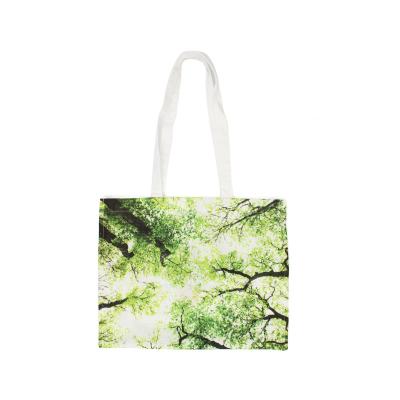 China Customized Reusable Washable Offset High Quality Bilateral Sublimation Handled Printed Cotton Shopping Bag for sale