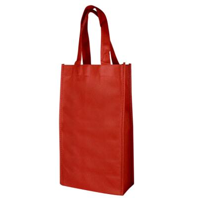 China Handled Customized Reusable Recyclable Promotional Non Woven Logo PP Wine Bag For 2 Bottles for sale