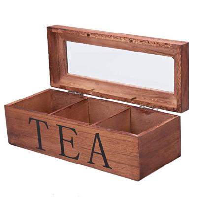 China China Decorate Exquisite Design 3 Compartments Household Jewelry Organizer Wooden Storage Box Tea for sale