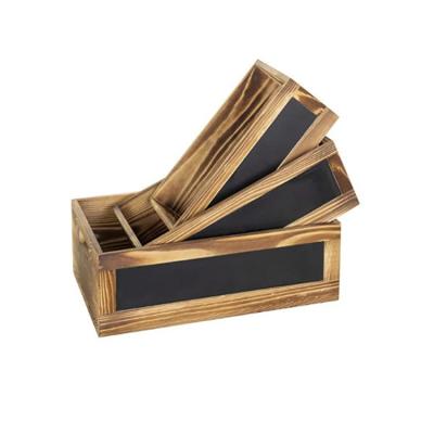 China Cheap High Quality Rustic Burnt Durable Wooden Serving Trays From Europe MyGift Nesting Storage Crates for sale