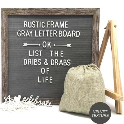 China China Felt Letter Board Frame Luxury First Magnetic Bonus Cursive Words, Black and White Print, 10x10 Gray Changeable for sale