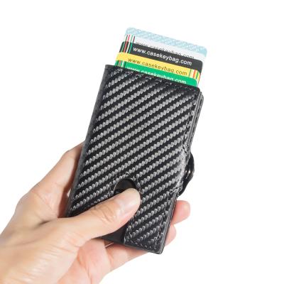 China RFID Protective Sim Mens Wallet Rfid Blocking Carbon Fiber Leather Wallet for sale