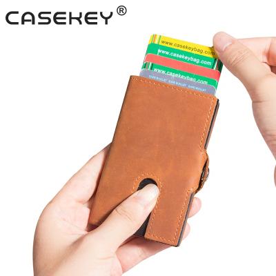 China Casekey RFID Best Selling Wallet Men Leather Card Holder With Coin Purse Pouch Card Holder for sale