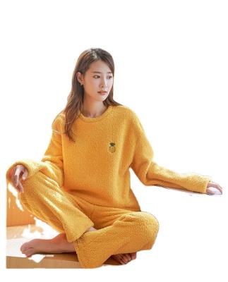 China 2021 QUICK DRY winter high quality plus size teddy fleece women pajamas sleepwear set for sale