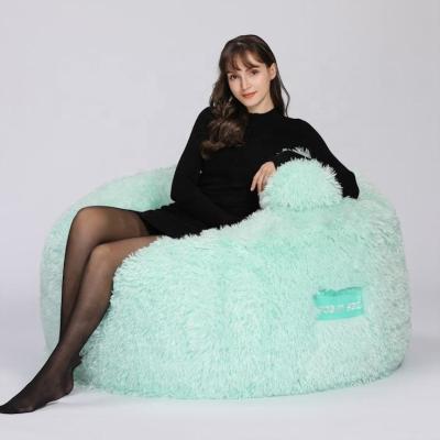 China Sofa Bed Compressed Turquoise Color Faux Fur Bean Bag Chair Memory Foam for sale