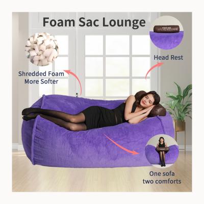 China Light Purple Furry Faux Fur Sofa Bed Custom Bean Bag Chair Covers Funda Cloud Sofa for sale