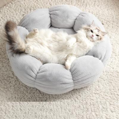 China High Quality Washable Soft Plush Round Pet Cushion Cat Dog Bed Breathable for sale