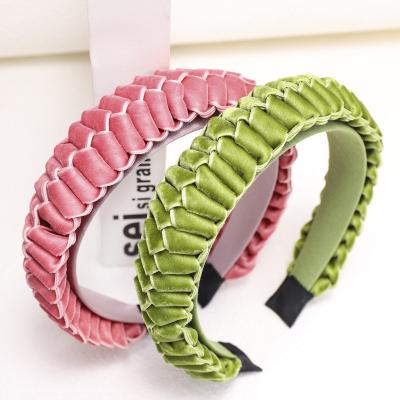 China New Braided Headband Hair Decoration Circle Solid Color Velvet Centipede Braid Headband Woman Korean Wholesale Hair Accessories for sale