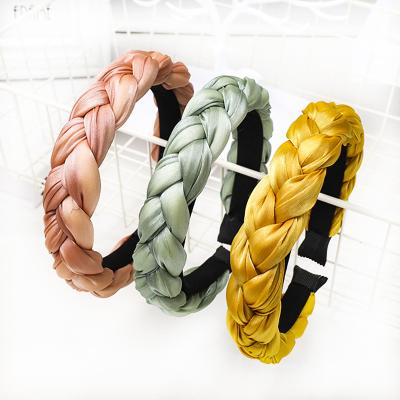 China New Wind Solid Color Headbands Women Ethnic Braiding Braided Headband Hair Accessories Korean Sponge Hair Decoration Hair Circle Wholesale for sale