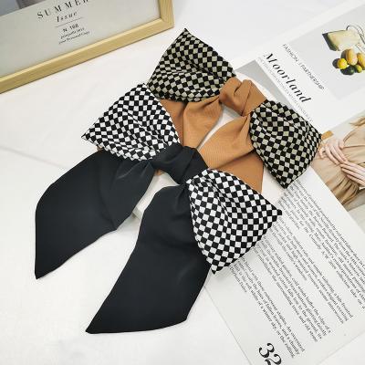 China New Fashion Large Spring Clip Spring Clip Striped Design Plaid Wholesale Fashion Bow Hairpin Ladies Hair Accessories Hairpin for sale