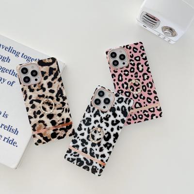 China Ring Holder Case Shockproof Soft Skin Cover For iPhone 11 12 Pro Max , For iPhone Leopard IMD Case for sale