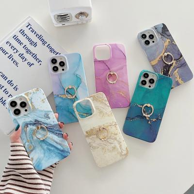 China Shockproof Glitter Marble Soft Case Cover For iPhone 13 13 Promax ,Ring Stand Marble Case For iPhone 12 Promax for sale