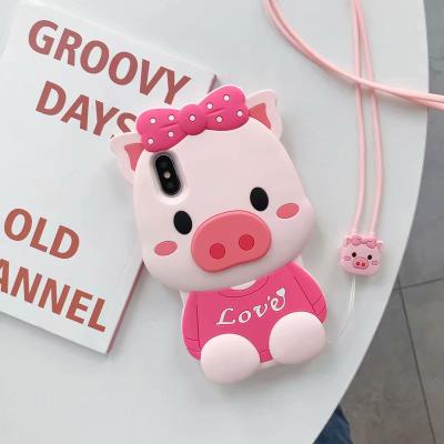 China 3D Silicone CAE 3D Pig Silicone Case For iPhone X XR, Smart Pig Back Cover For iPhone XS Max, Cute Case Cover For iPhone 8 8 Plus for sale